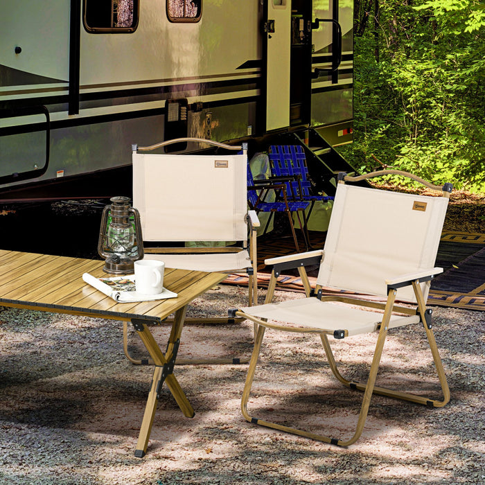 Outsunny Lot De 2 Chaises De Camping Pliantes, Fauteuils Portables, Kaki