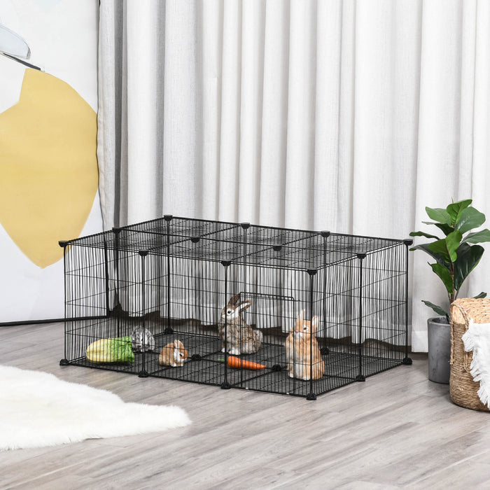 Pawhut Parc Pour Petits Animaux Cage Pour Petits Animaux 22 Panneaux Cloture De Jardin Portable En Fil Metallique Avec Porte Pour Lapin Chinchilla Herisson Cochon D'inde