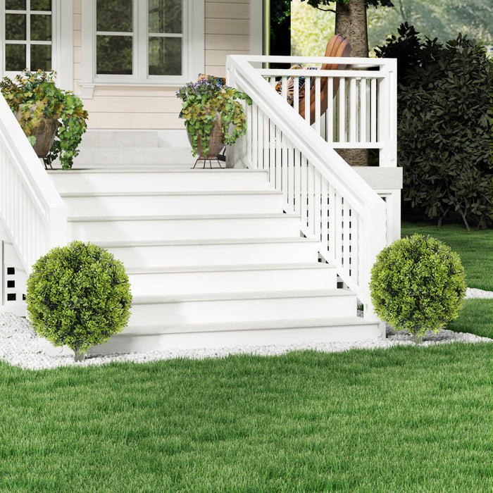 HOMCOM Lot de 2 boules de buis artificiels, fausses plantes avec piquet