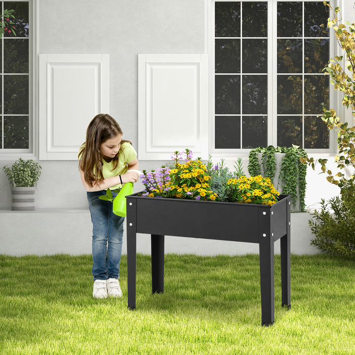 Costway 24\" Lit De Jardin Eleve Avec Les Jambes Metallique Eleve Planter Boite De Drainage Trou Arriere Cour