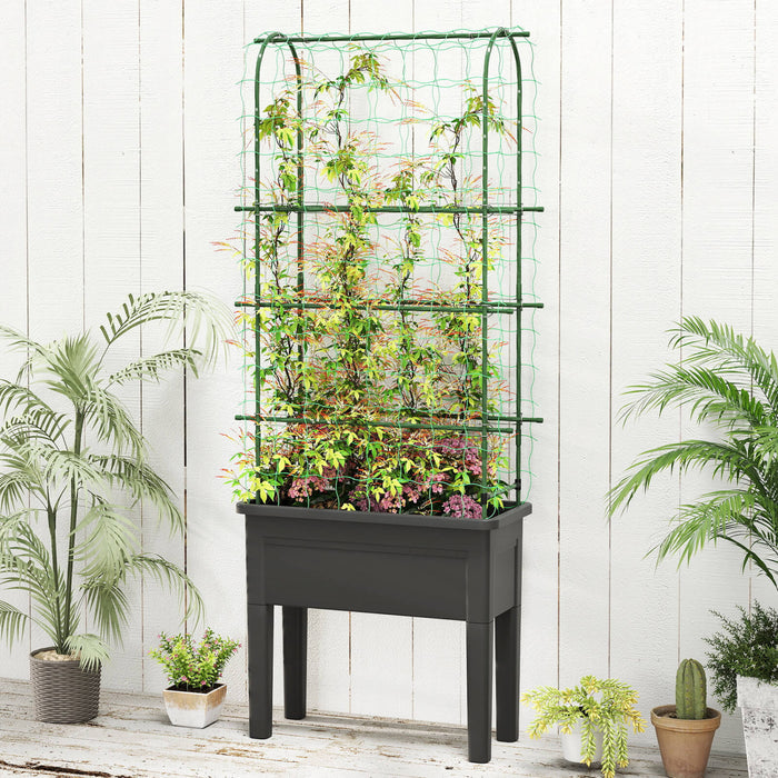 Costway Raised Garden Bed Planter Box Avec Escalade Trellis Indicateur De Niveau D'eau