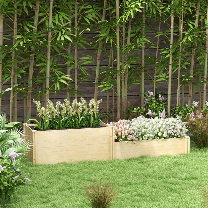 Outsunny Diy Kit De Jardin Sureleve En Bois Avec Fond Ouvert, Deux Boites De Jardinieres Surelevees Pour Le Jardin, Le Patio Pour Faire Pousser Des Legumes, Des Fleurs, Des Fruits Et Des Herbes