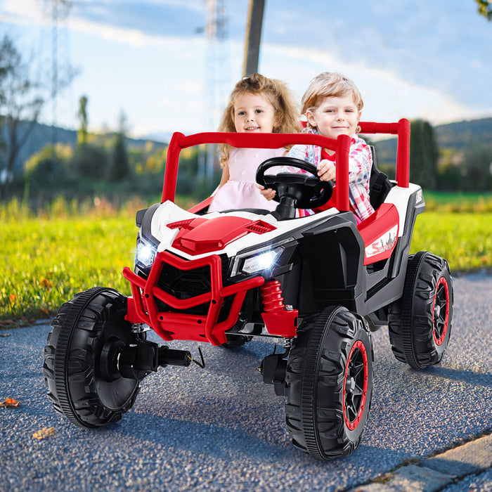 Costway 24v Kids Ride Sur Utv Avec 4 X 100w Puissant Moteur Telecommande Haute / Basse Vitesse Rouge