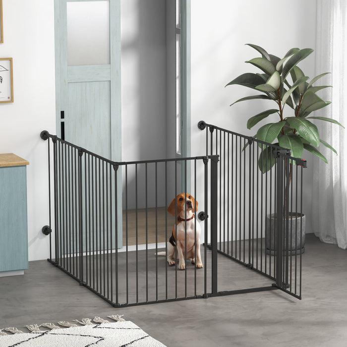 Pawhut Parc Pour Chien A 6 Panneaux De 48po, Enclos Pliable Pour Chien, Enclos Pour Lapins En Metal, Cloture Cage Pour Animaux De Compagnie Avec Porte Pour Interieur, Noir