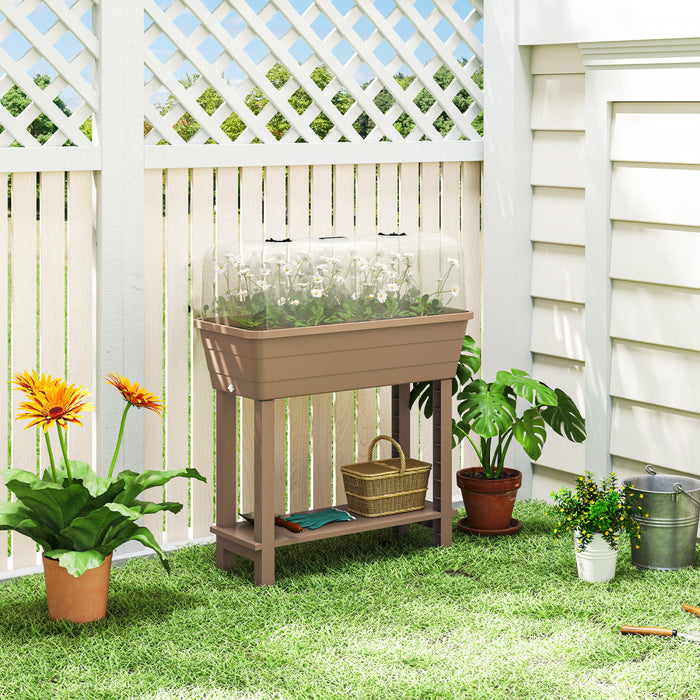 Outsunny Lit de jardin sureleve a arrosage automatique 41 L, Marron
