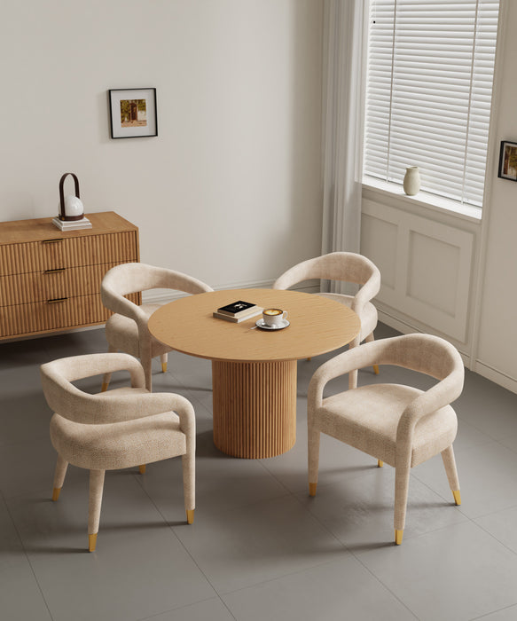 Ensemble de salle a manger chic industriel moderne Aspen et Hathaway 5 pieces, finition argentee et naturelle