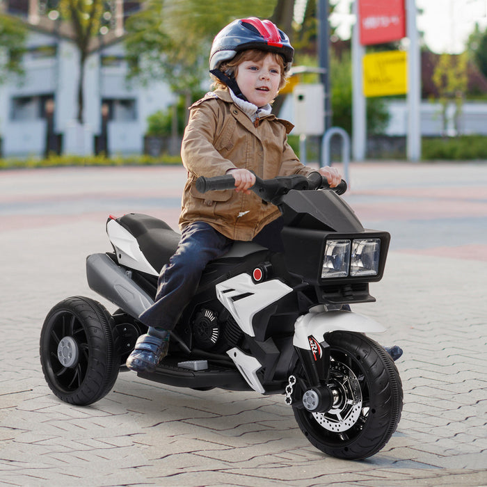 Aosom Pedale Electrique Moto A Chevaucher Jouet 6v Pour Enfants Alimente Par Batterie Avec Klaxon De Musique Phares Moto Pour Filles Garcon 37-95 Mois Blanc