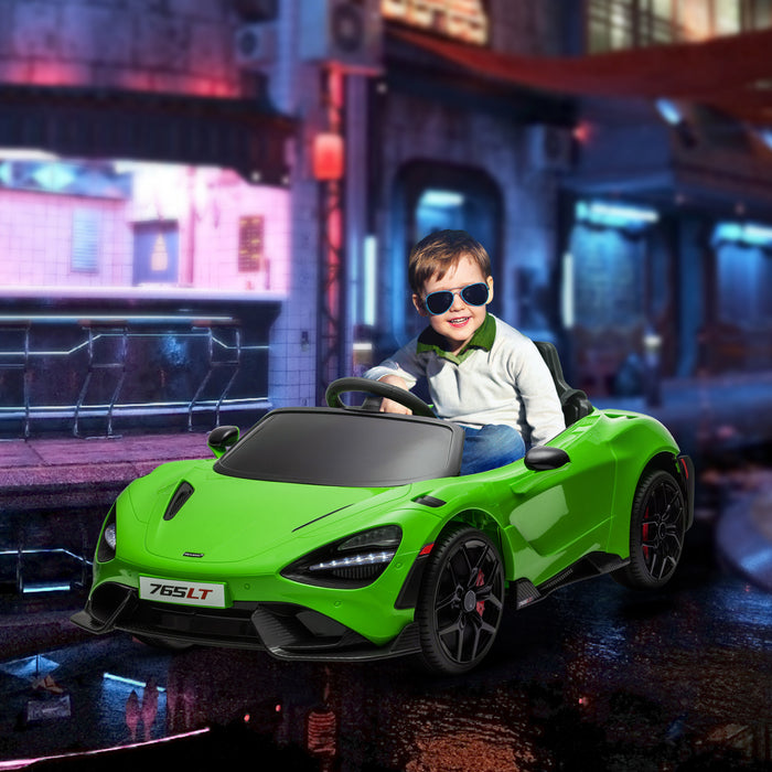Qaba Mclaren 765lt Voiture Electrique 12 V Sous Licence Pour Enfants, Alimentee Par Batterie, Avec Portes Papillon, Telecommande, Demarrage Lent, Lumieres Led, Klaxon Musical, Vert