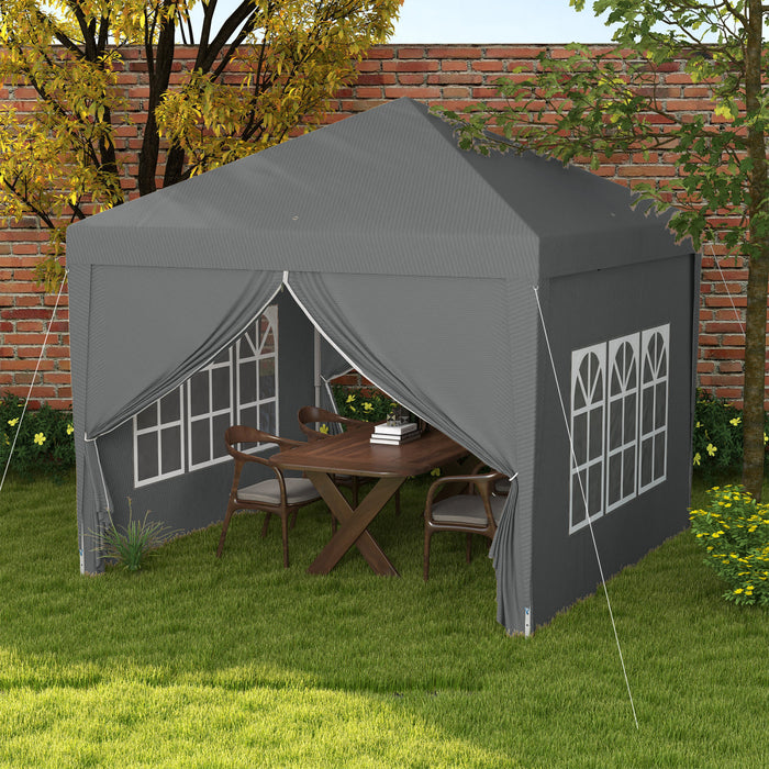 Outsunny 10'x10' Tente De Fete Exterieure Avec Sac De Transport, Gris
