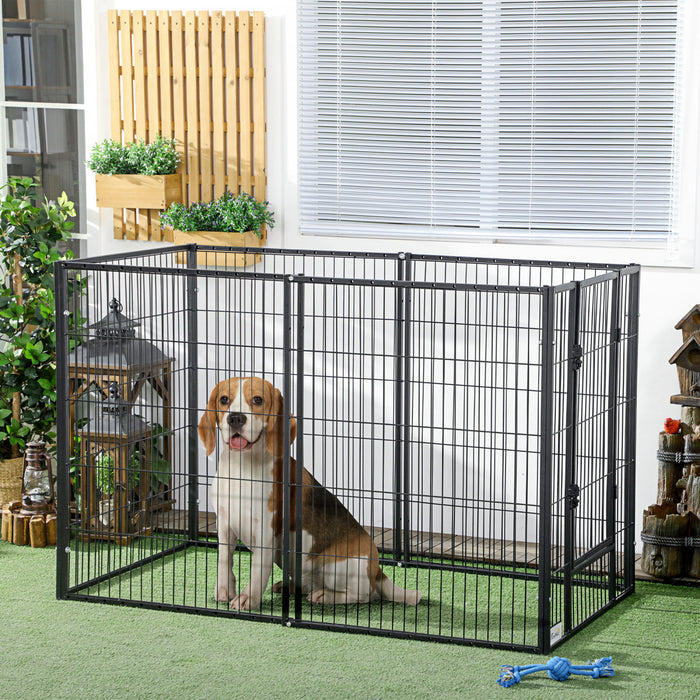 Pawhut Parc Pour Chien A 6 Panneaux De 32.5\" - 59\" X 31\", Parc Robuste Avec Porte, Enclos D'exercice Reglable Pour Interieur Et Exterieur, Chiens De Petite, Moyenne Et Grande Taille