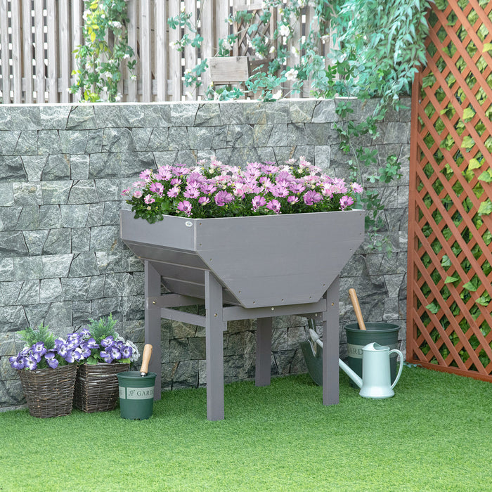 Outsunny Jardiniere Surelevee Lit De Culture Jardin En Bois Avec Tissu Non-tisse, Boite Bac A Pantes Pour L'exterieur Gris