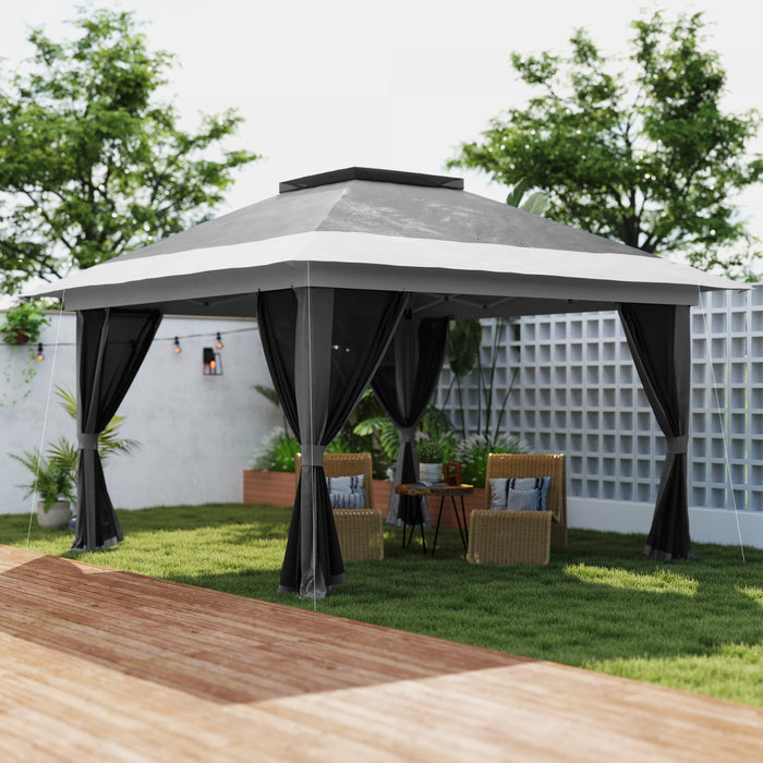 Outsunny Tente Escamotable De 11,7' X 11,7' Avec Sacs De Sable, Upf50+