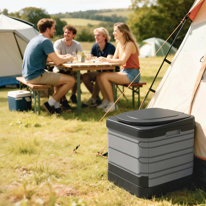 Toilette portable Outsunny pliable pour adultes, gris