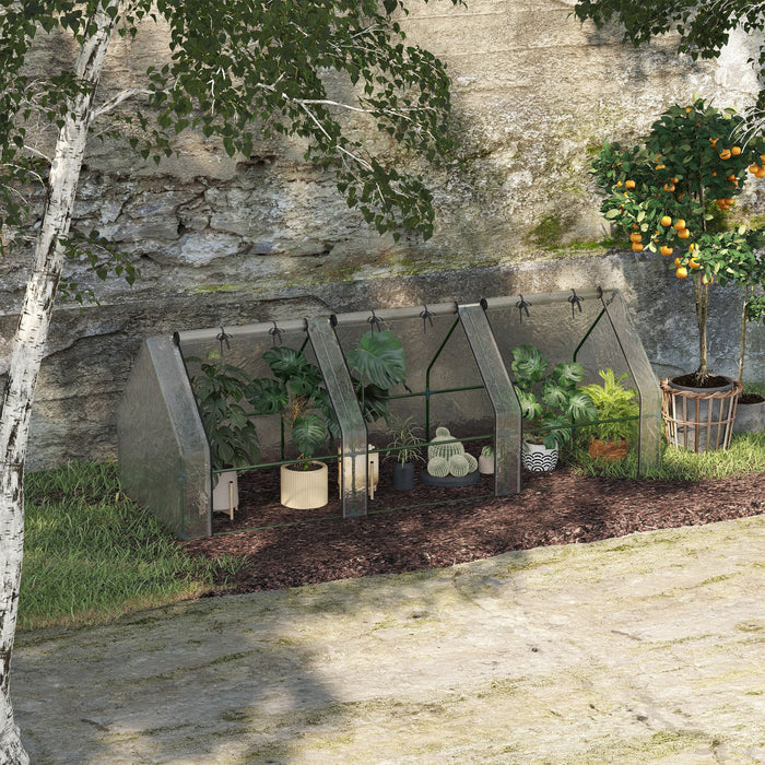 Outsunny 9 'x 3' X 3' Mini Serre Tunnel Portatif Pour Plantes De Tente De Culture Maison Chaude Avec Portes A Enroulement A Glissiere, Couverture En Pe, Blanc