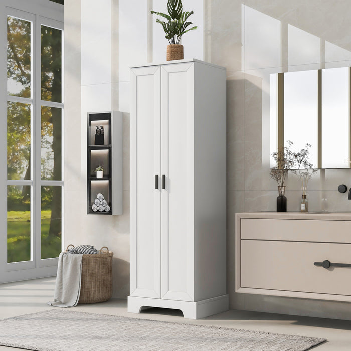 Liam Armoire de rangement multifonction avec portes et etageres reglables, Blanc