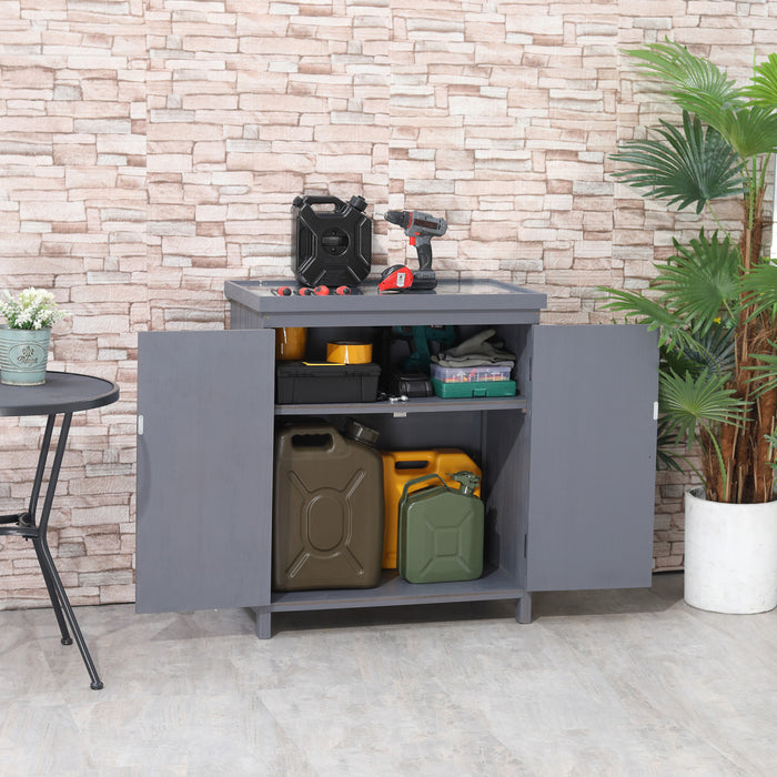 Outsunny Armoire De Rangement De Jardin Avec Toit En Metal Galvanise Deux Etageres Pour Les Outils De Jardinage Ou Les Accessoires De Piscine, Gris