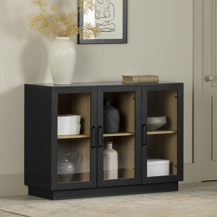 Arum Buffet contemporain pour salle à manger 3 portes avec portes Chêne noir et Frêne naturel, de Meubles South Shore