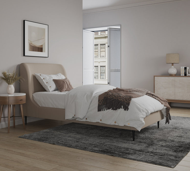 Lit une place Heather style milieu du siecle moderne en velours taupe et noir