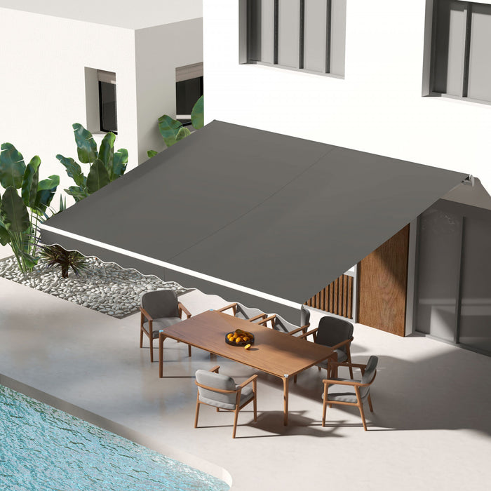 Outsunny Auvent Retractable Electrique 10' X 13' Avec Telecommande, Gris