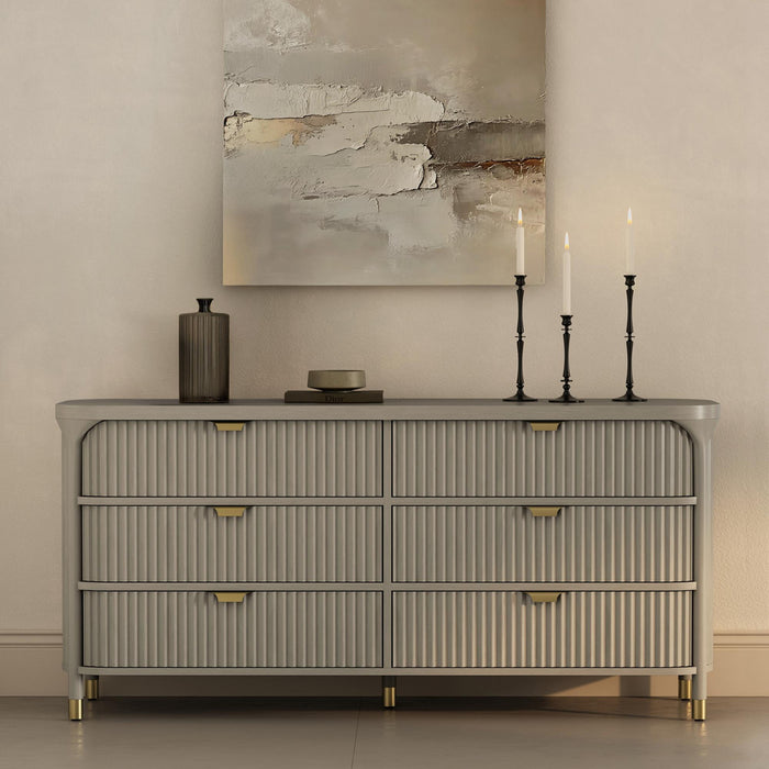 Commode contemporaine Park 68\" en gris (6 tiroirs)
