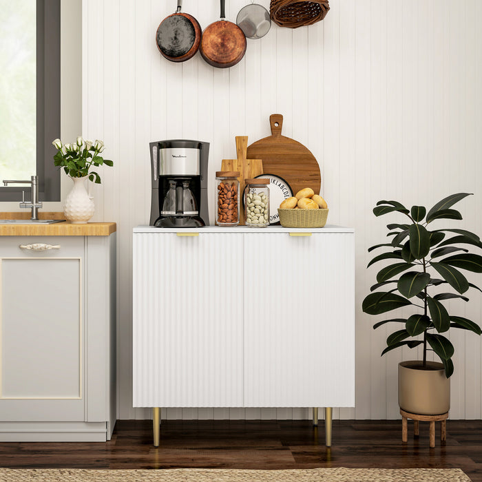 HOMCOM Buffet avec etageres reglables, Blanc