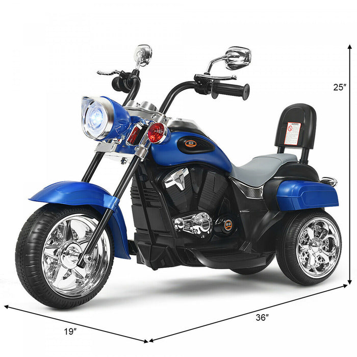 6v Enfants Rouler Sur Moto Helicoptere 3 Roues Trike Avec Phare Bleu