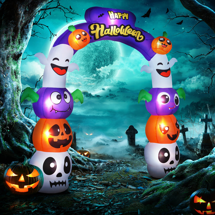 Outsunny Arche Gonflable D'halloween De 8 Pi, Affichage Exterieur A Led