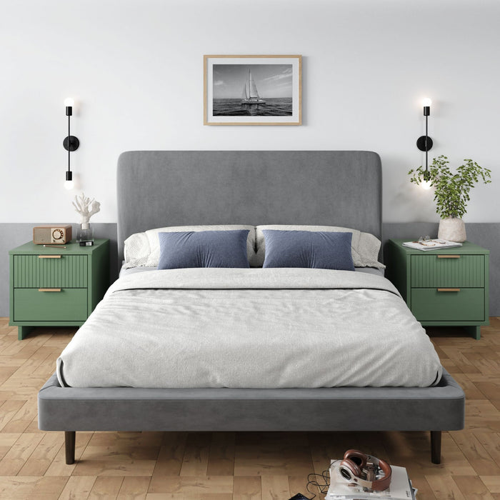 Table de nuit Granville Moderne 18\" en vert sauge (2 tiroirs) - Lot de 2