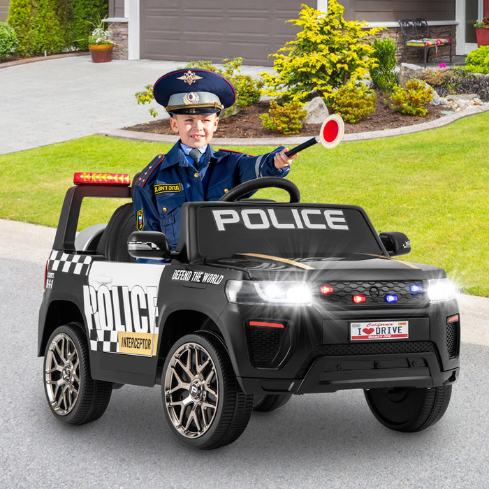 Honeyjoy Kids Ride Sur Voiture De Police 12v 7a Batterie Voiture De Police Avec Telecommande Noir