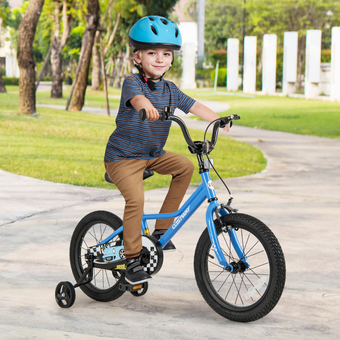 Costway 16\" Velo D'entrainement Pour Enfants Avec Roues D'entrainement Amovibles Pneumatiques Navy