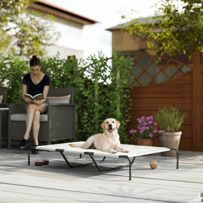 Lit sureleve d'exterieur pour Grandes Races, Beige et Blanc