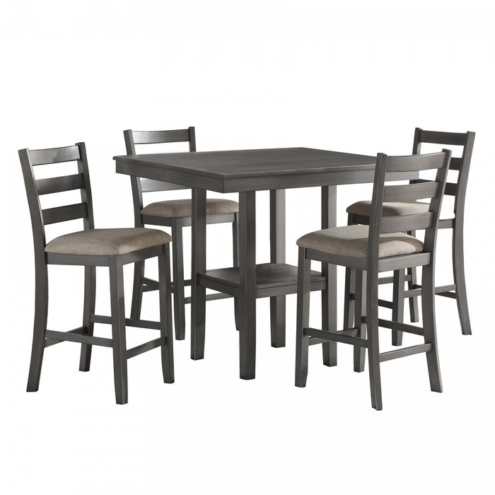 Ensemble De Salle A Manger A Hauteur De Comptoir Mosse Gris, 5 Pieces