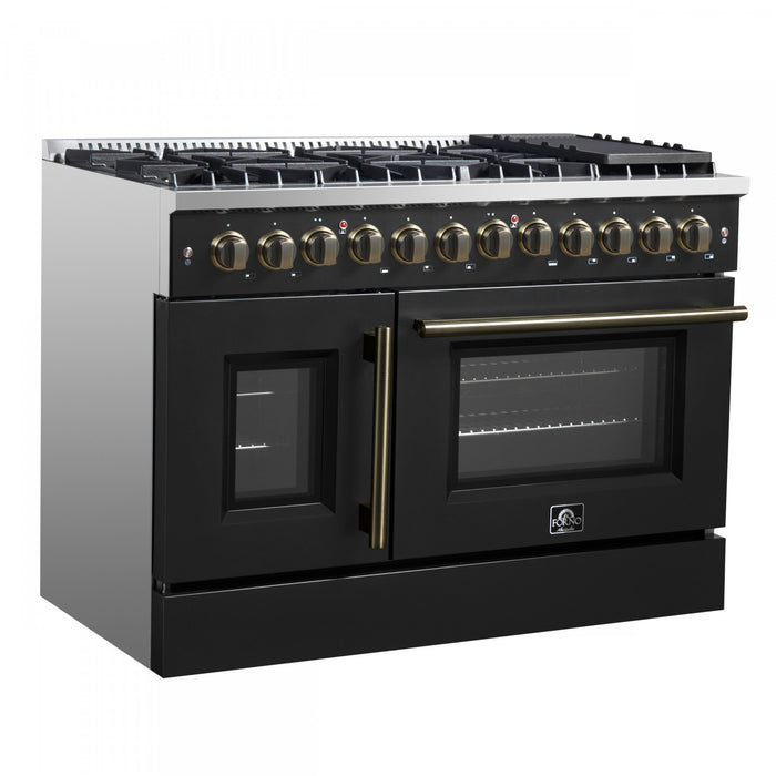 Cuisniniere a combustible Galiano de 48 po, noire, doubles fours de 6,58 pi³ – FFSGS6356-48BLK