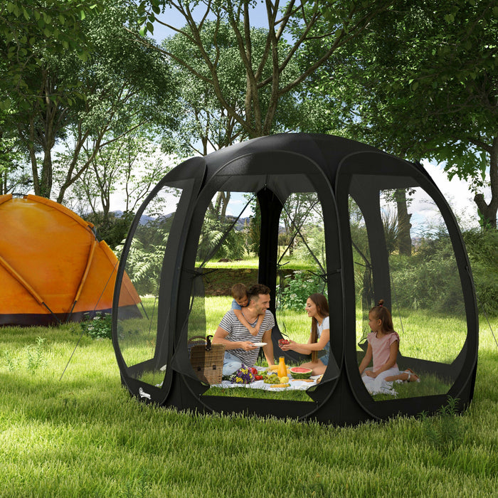 Outsunny Tente Moustiquaire , Tonnelle Escamotable Avec 2 Portes, Noir
