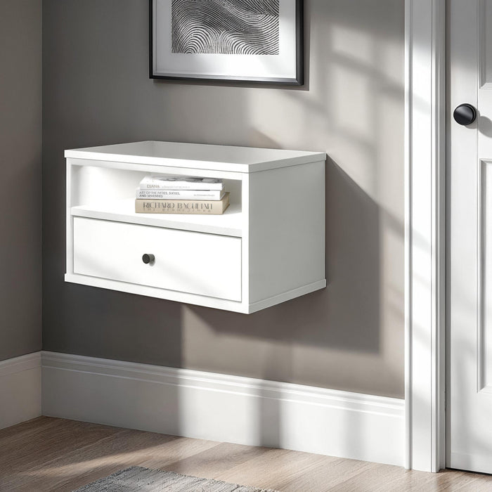 Sazena Table De Chevet Flottante Avec Eclairage Del - Blanc Solide