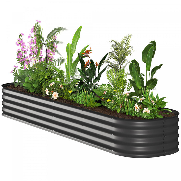 Outsunny Jardiniere de jardin surelevee galvanisee, 7,9 x 2 x 1 pi, argente