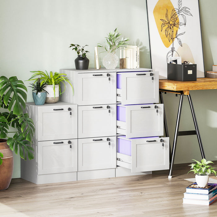 HOMCOM Classeur de bureau a 3 tiroirs, classeur vertical, blanc