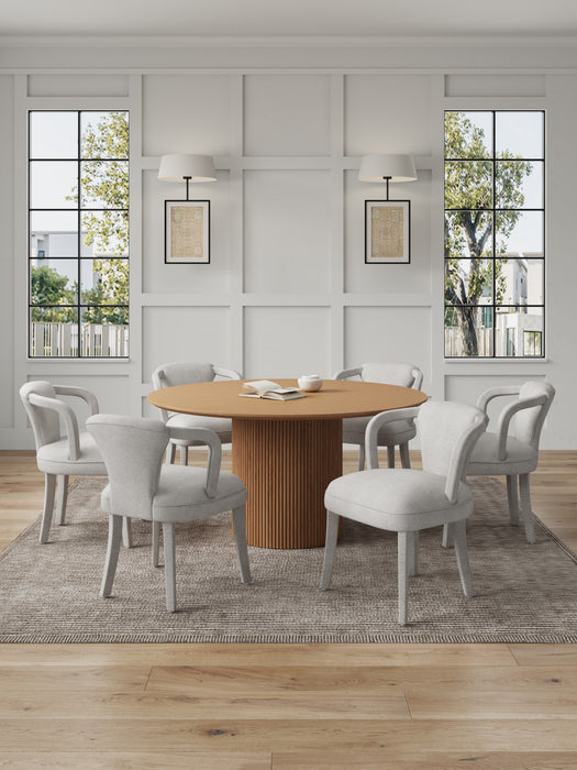 Ensemble de salle a manger chic industriel moderne Hathaway et Palmer 7 pieces, finition Poussiere d’or et Naturel