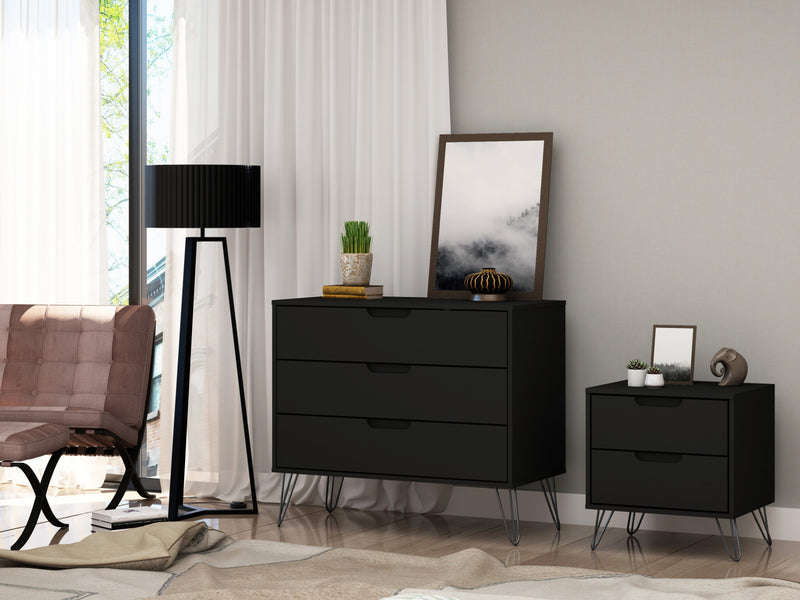 Ensemble de commode 2 pieces Rockefeller style milieu du siecle en noir