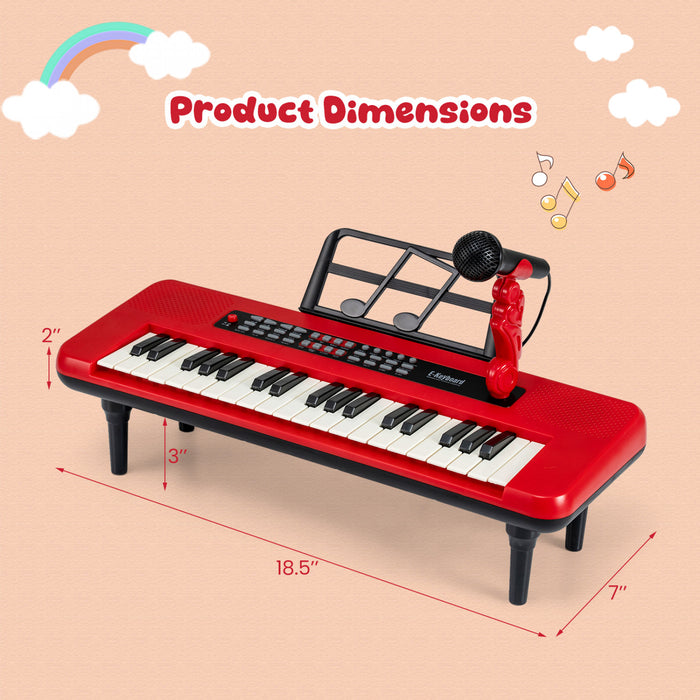 Costway Clavier de Piano Portable pour Enfants 37 Touches, Jouet Musical avec Microphone et Pupitre - Rouge