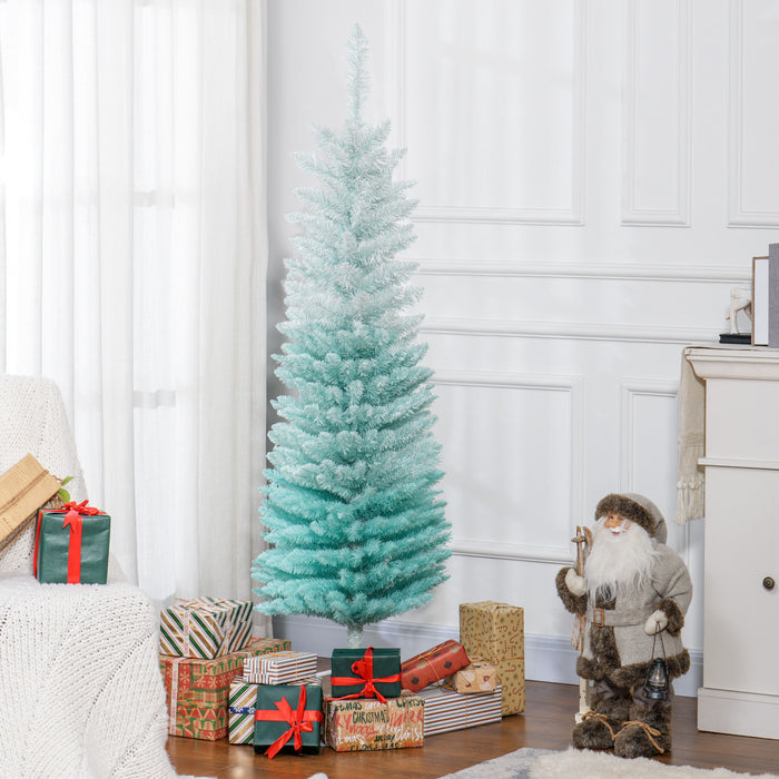 Homcom Sapin De Noel Artificiel Fin, Sapin De Noel Crayon, Bleu Degrade
