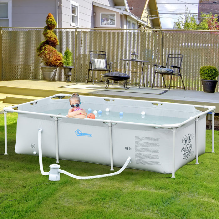 Outsunny 8,3' X 5' X 26\" Ensemble De Piscine Hors Sol Avec Cadre, Gris