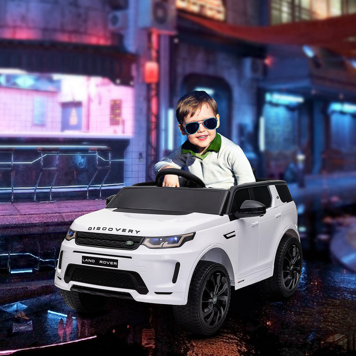 Qaba Land Rover Discovery Sport Voiture Electrique Pour Enfants Alimentee Par Batterie 12 V Avec Telecommande, Demarrage Progressif, Lumieres Led, Klaxon Musical, Blanc