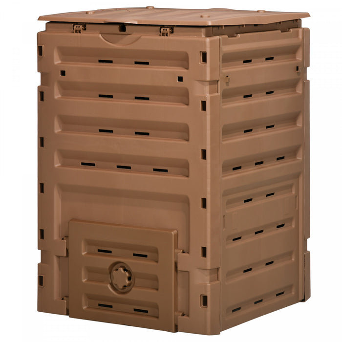 Outsunny Poubelle A Compost De 120 Gallons, Avec 80 Aerations, Marron