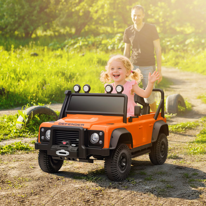 Qaba Camion Pour Enfants Electrique Sous Licence Land Rover, 12 V, Orange