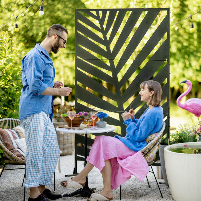 Outsunny Paravent De Confidentialite En Metal Avec Piquets De Sol Exterieur