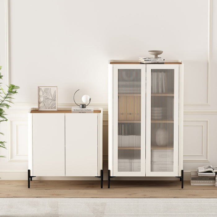 Armoires de rangement modernes Abbey 2 pieces en erable et blanc casse