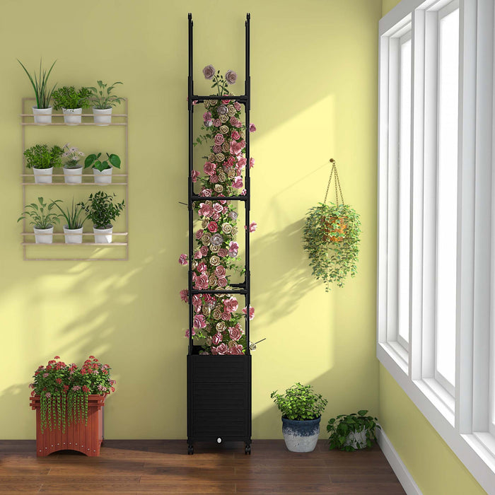 Costway 1 Pcs Lit De Jardin Eleve Avec Trellis Et Roues Boite A Planteur Auto-arrosant Avec 3 Hauteurs