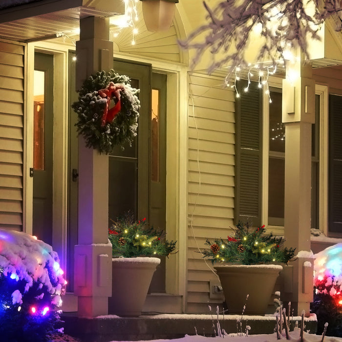 Homcom Paquet De 2 Sapins De Noel Artificiels Pre-eclaires