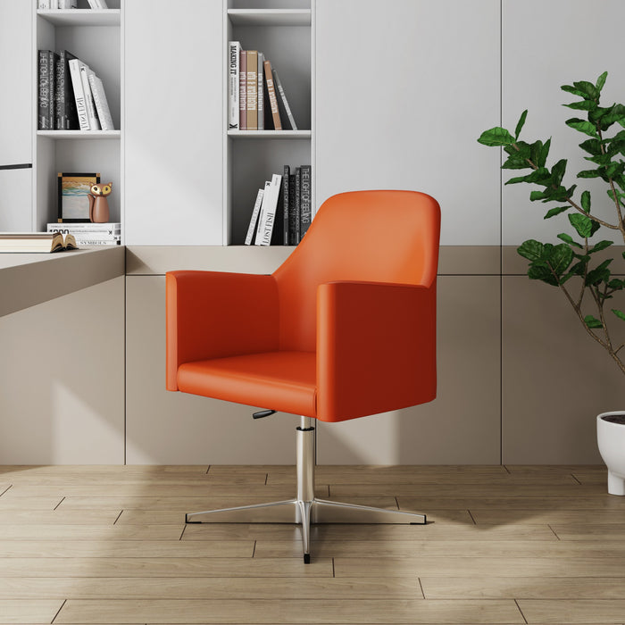 Fauteuil pivotant moderne en cuir vegetalien Pelo, orange - Lot de 2